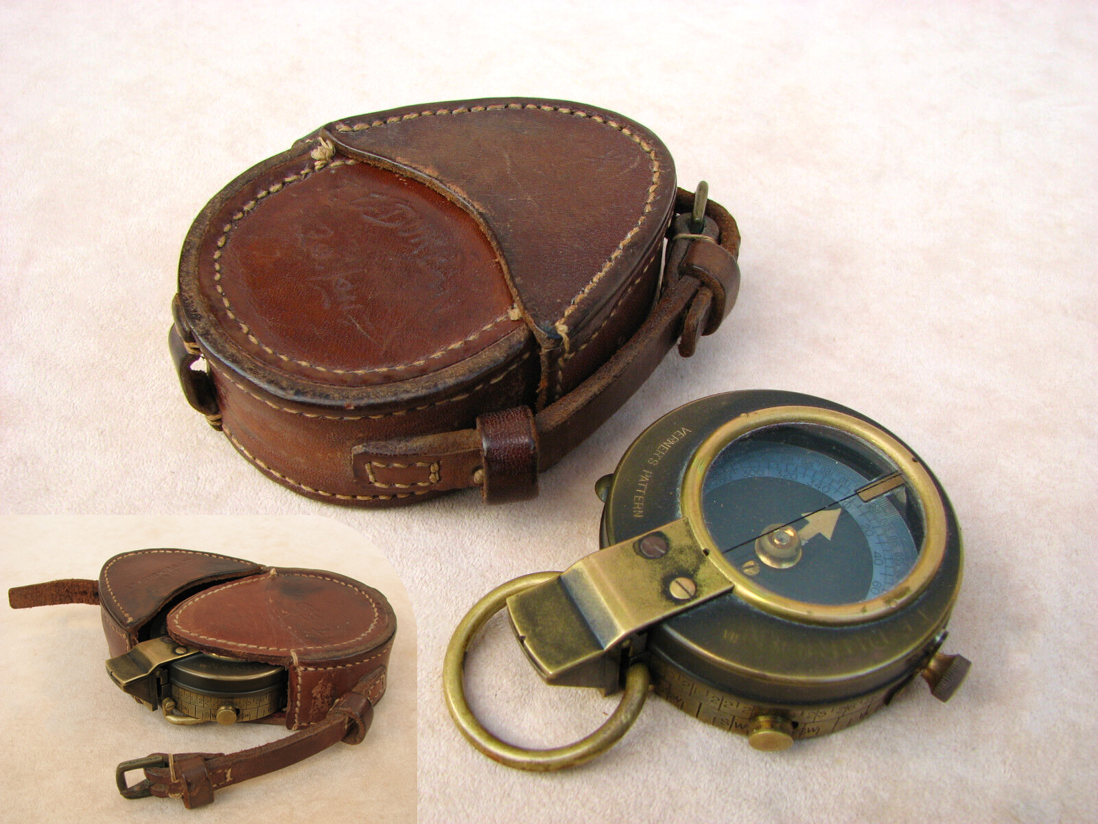 1916 Cruchon & Emons WW1 British Army Verners MK VII pocket compass with case